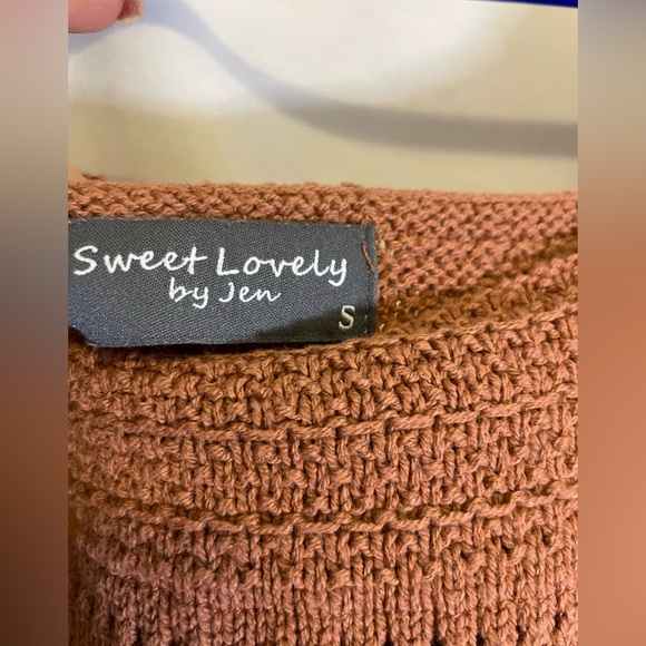 Sweet Lovely by Jen Copper Rust Crochet Short Sleeve Dress w/ Lining Size Small - Picture 4 of 14